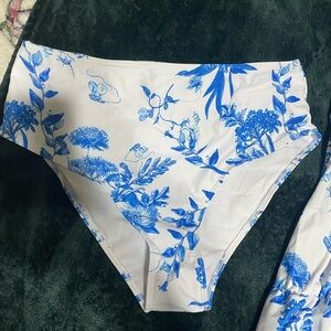 Shein Blue and White Plus Size Swimsuit